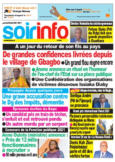 SOIR INFO du Mercredi 16 Juin 2021