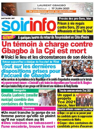SOIR INFO du Jeudi 17 Juin 2021
