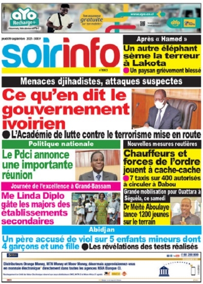SOIR INFO du Jeudi 09 Septembre 2021