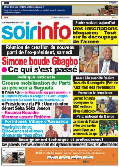 SOIR INFO du Lundi 13 Septembre 2021