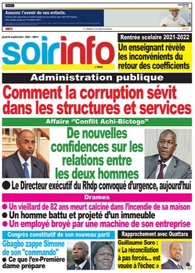 SOIR INFO du Jeudi 16 Septembre 2021