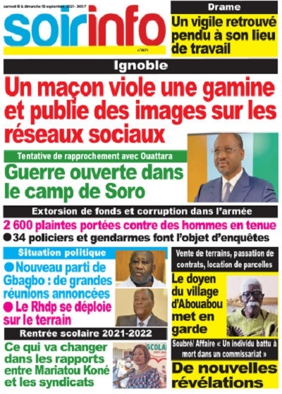 SOIR INFO du Samedi 18 Septembre 2021