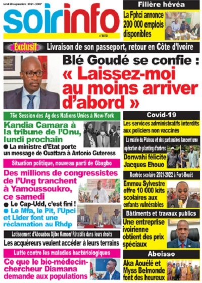 SOIR INFO du Lundi 20 Septembre 2021