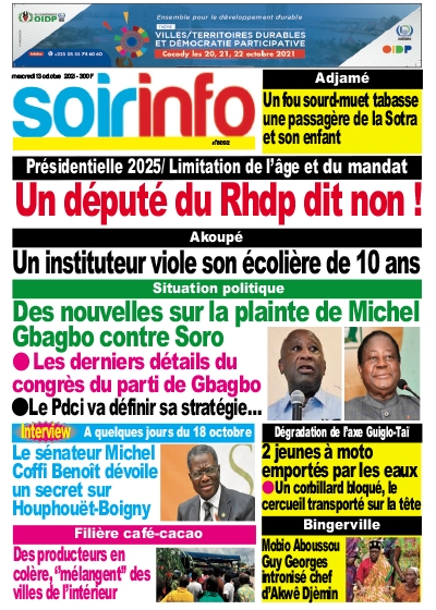 SOIR INFO du Mercredi 13 Octobre 2021
