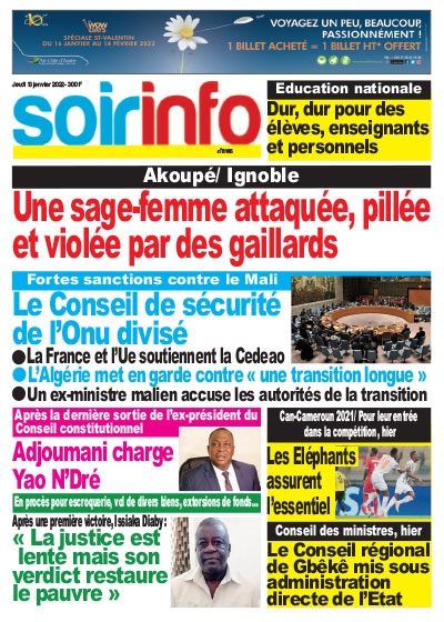 SOIR INFO du Jeudi 13 Janvier 2022