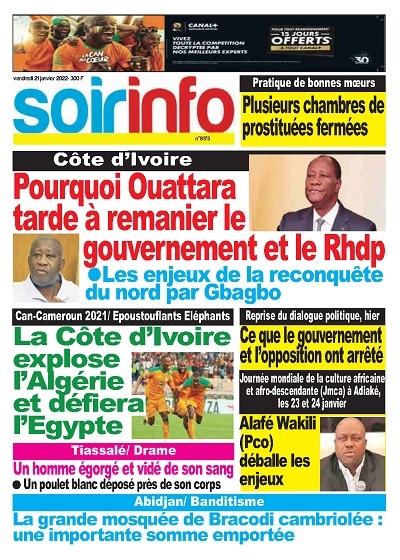 SOIR INFO du Vendredi 21 Janvier 2022