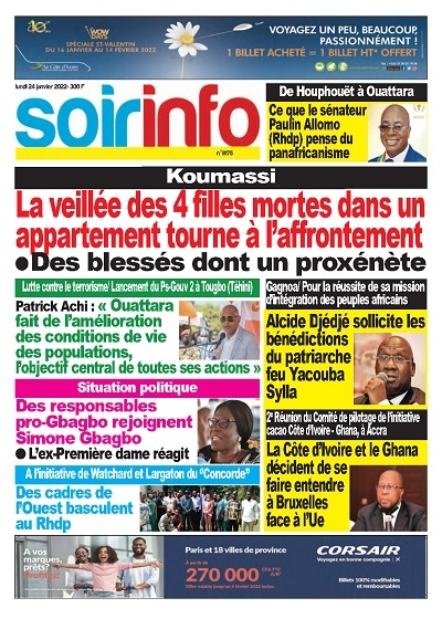 SOIR INFO du Lundi 24 Janvier 2022