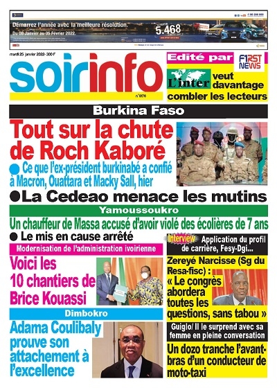 SOIR INFO du Mardi 25 Janvier 2022